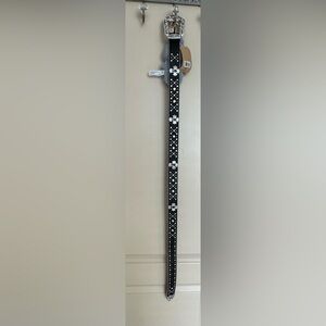 Black Sparkling Rhinestone  Belt Leather